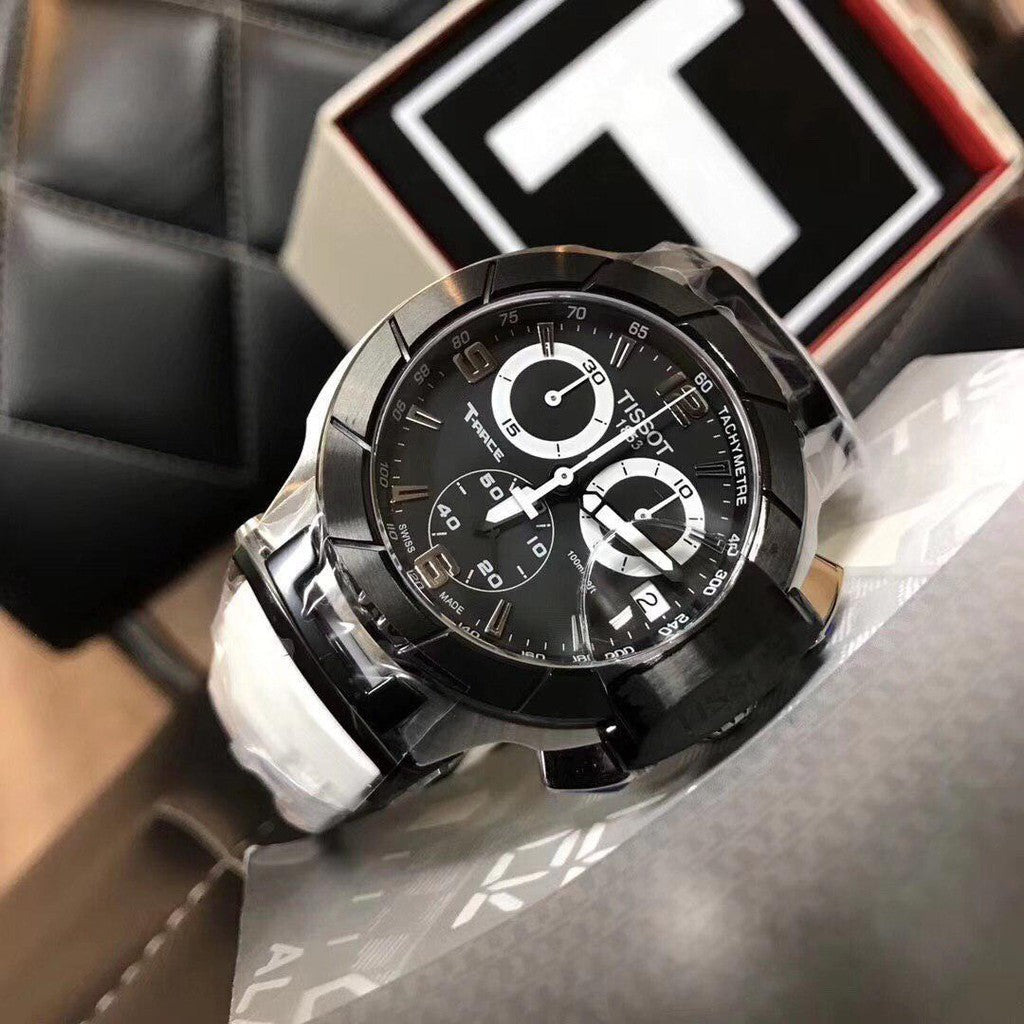  Shop Authentic Tissot T Race Chronograph Black Dial White Rubber Strap Watch for Men - T048.417.27.057.05 - Luxxuri
