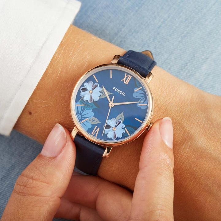  Shop Authentic Fossil Jacqueline Blue Dial Blue Leather Strap Watch for Women - ES4673 - Luxxuri