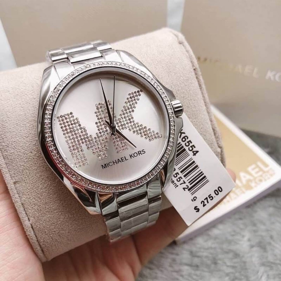  Shop Authentic Michael Kors Bradshaw Quartz Silver Dial Silver Steel Strap Watch For Women - MK6554 - Luxxuri