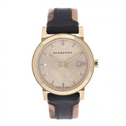  Shop Authentic Burberry The City Gold Dial Black Leather Strap Watch for Men - BU9032 - Luxxuri