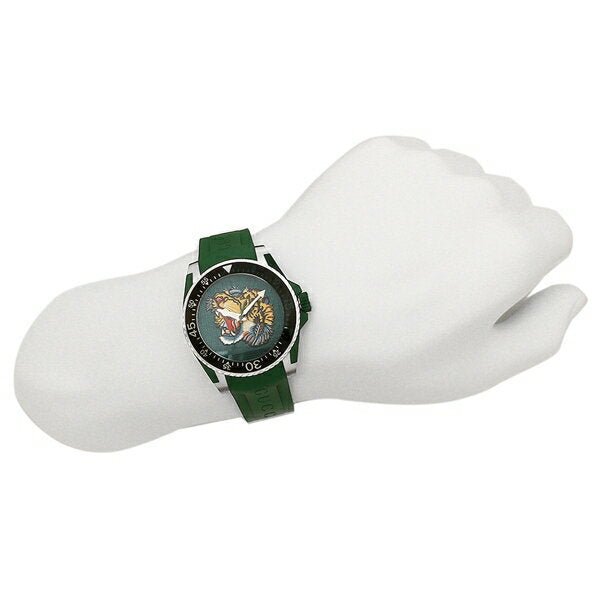 Shop Authentic Gucci Dive Tiger Green Dial Green Rubber Strap Watch For Men - YA136316 - Luxxuri