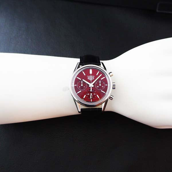  Shop Authentic Tag Heuer Carrera Automatic Chronograph Red Dial Black Leather Strap Watch for Men - CBK221G.FC6479 - Luxxuri