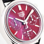  Shop Authentic Tag Heuer Carrera Automatic Chronograph Red Dial Black Leather Strap Watch for Men - CBK221G.FC6479 - Luxxuri