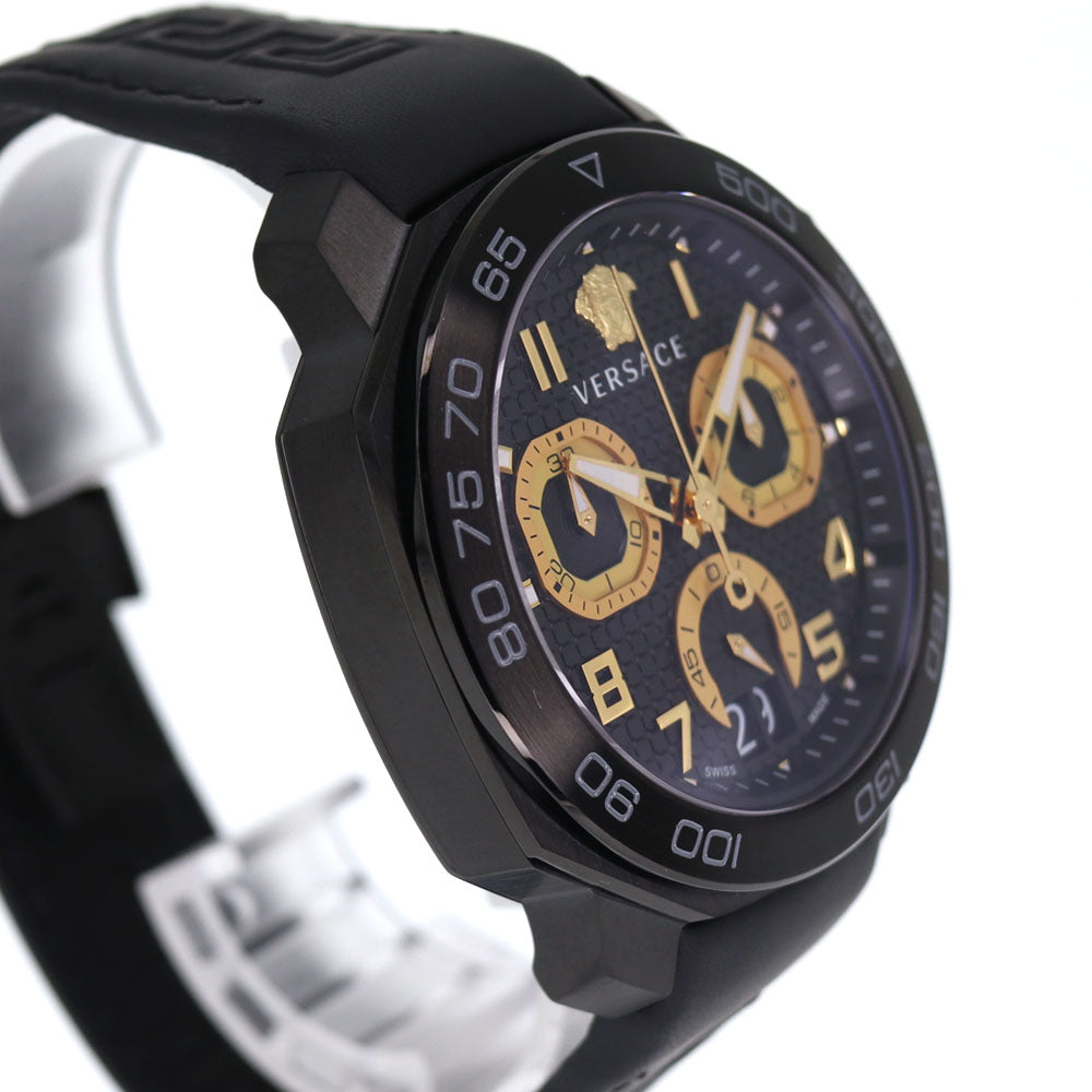  Shop Authentic Versace Dylos Chronograph Black Dial Black Rubber Strap Watch for Men - VQC020015 - Luxxuri