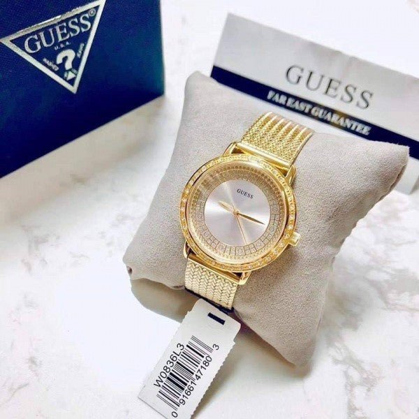  Shop Authentic Guess Willow Two Tine Dial Gold Mesh Bracelet Watch For Women - W0836L3 - Luxxuri
