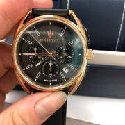  Shop Authentic Maserati Trimarano Chronograph Black Dial Leather Strap Watch For Men - R8871632002 - Luxxuri