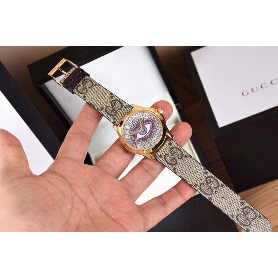  Shop Authentic Gucci G Timeless Eye Beige Dial Beige Leather Strap Watch For Men - YA1264022 - Luxxuri
