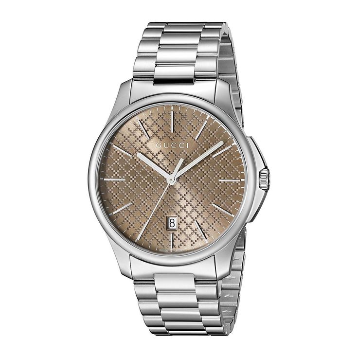  Shop Authentic Gucci G Timeless Quartz Brown Dial Silver Steel Strap Watch for Men - YA126317 - Luxxuri