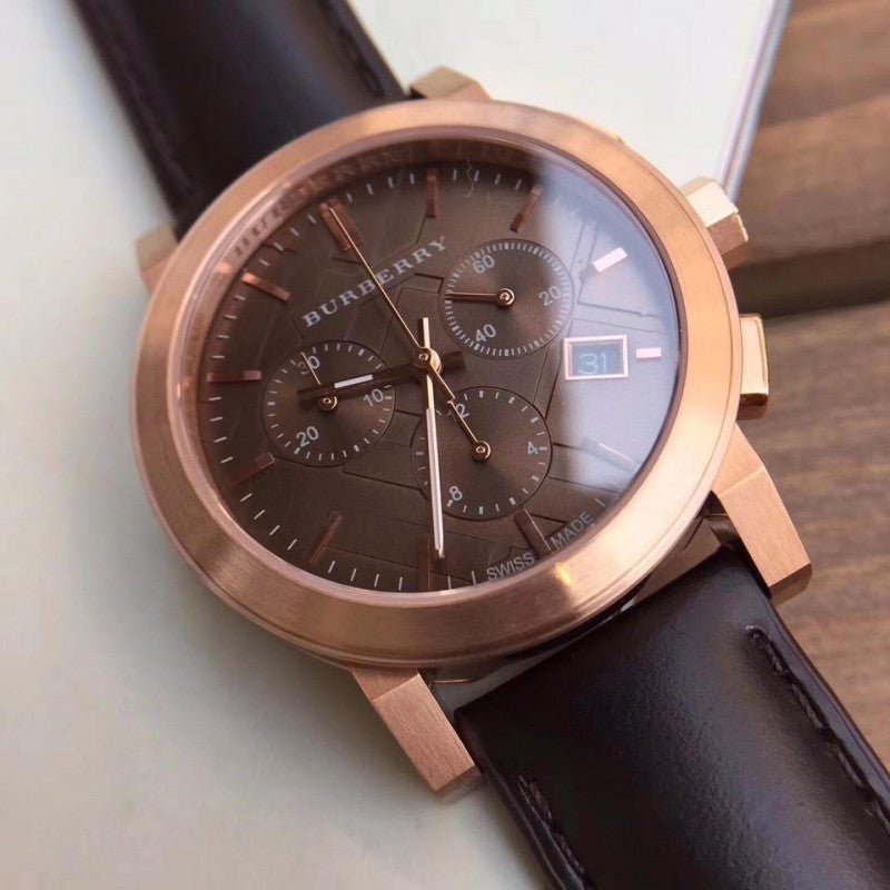  Shop Authentic Burberry The City Grey Dial Brown Leather Strap Unisex Watch - BU9755 - Luxxuri