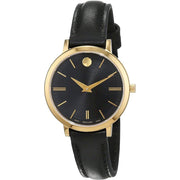  Shop Authentic Movado Ultra Slim Black Dial Black Leather Strap Watch For Women -  0607095 - Luxxuri