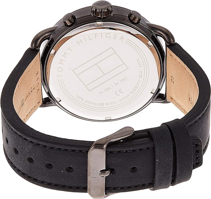  Shop Authentic Tommy Hilfiger Briggs Black Dial Black Leather Strap Watch for Men - 1791426 - Luxxuri