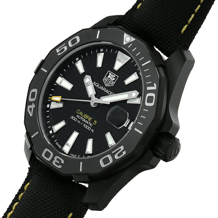  Shop Authentic Tag Heuer Aquaracer Calibre 5 Automatic Black Dial Black Nylon Strap Watch for Men - WAY218A.FC6362 - Luxxuri
