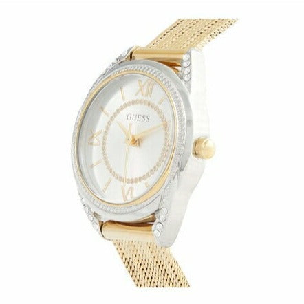  Shop Authentic Guess Whisper Silver Dial Gold Mesh Bracelet Watch for Women - W1084L2 - Luxxuri