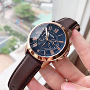  Shop Authentic Fossil Grant Chronograph Blue Dial Brown Leather Strap Watch for Men - FS5068 - Luxxuri