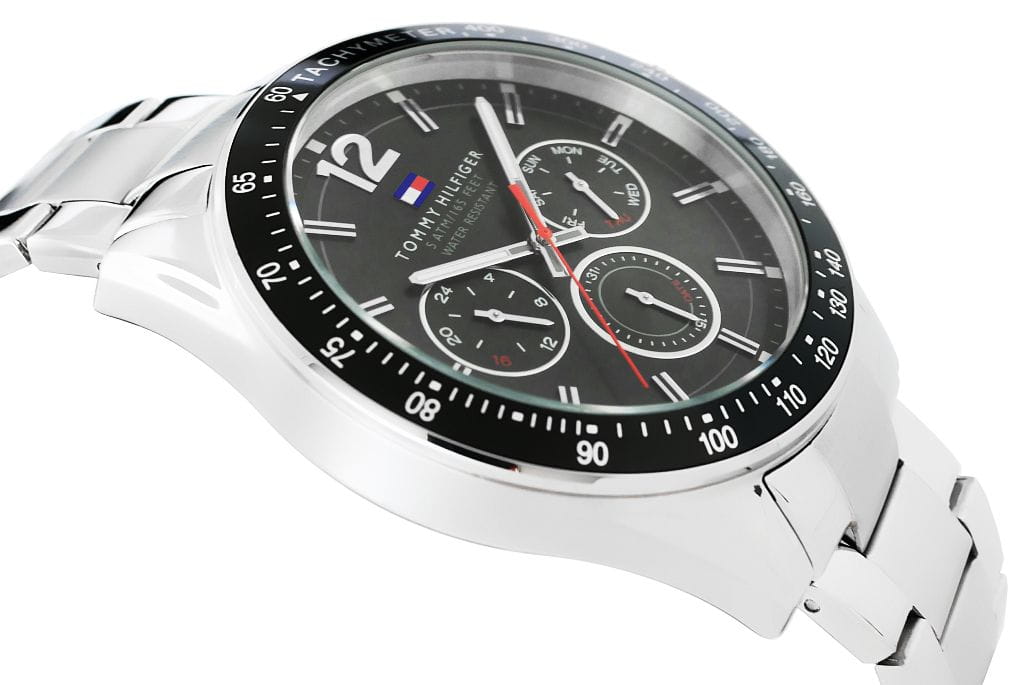  Shop Authentic Tommy Hilfiger Luke Chronograph Black Dial Silver Steel Strap Watch for Men - 1791104 - Luxxuri