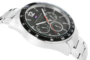  Shop Authentic Tommy Hilfiger Luke Chronograph Black Dial Silver Steel Strap Watch for Men - 1791104 - Luxxuri