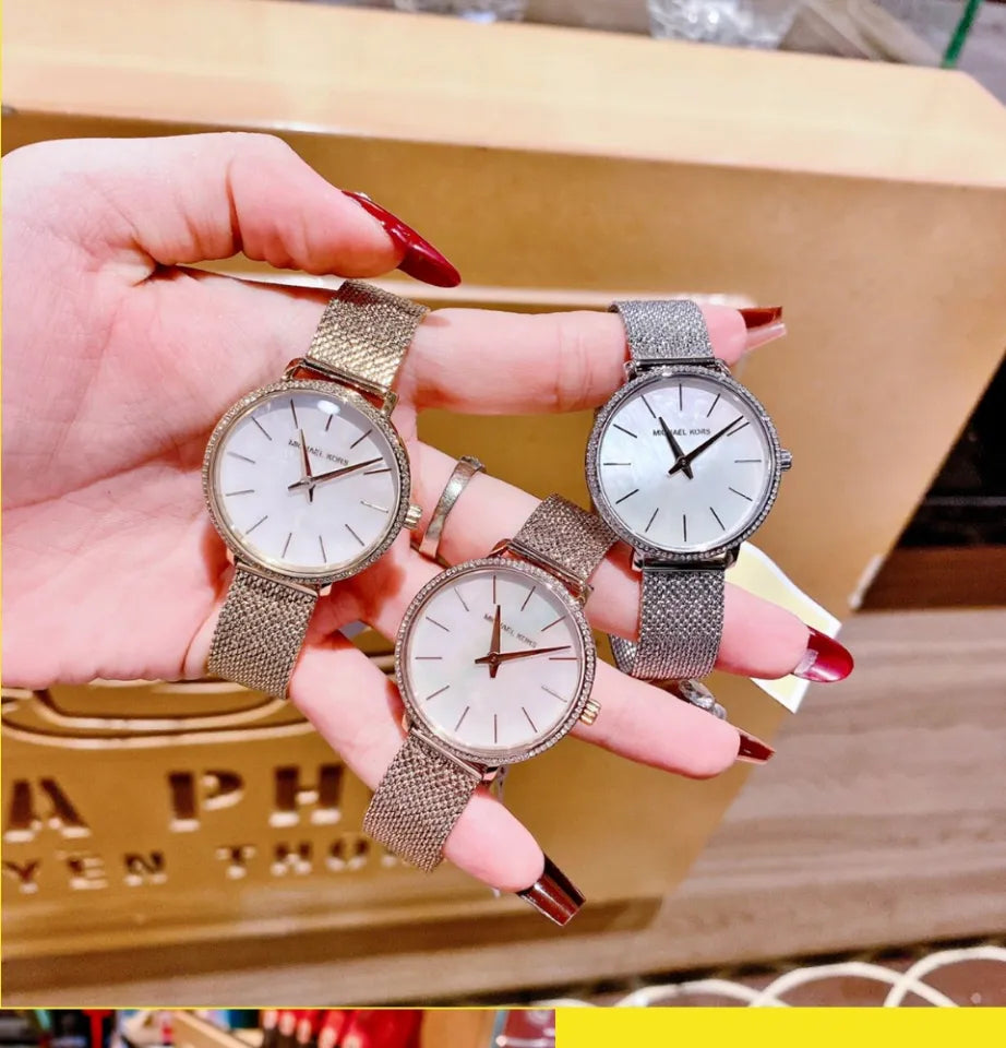  Shop Authentic Michael Kors Pyper Quartz Mother of Pearl White Dial Rose Gold Mesh Strap Watch For Women - MK4588 - Luxxuri