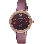  Shop Authentic Swarovski Crystal Frost Red Dial Red Leather Strap Watch for Women - 5484064 - Luxxuri