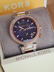  Shop Authentic Michael Kors Parker Blue Dial Two Tone Steel Strap Watch for Women - MK6141 - Luxxuri