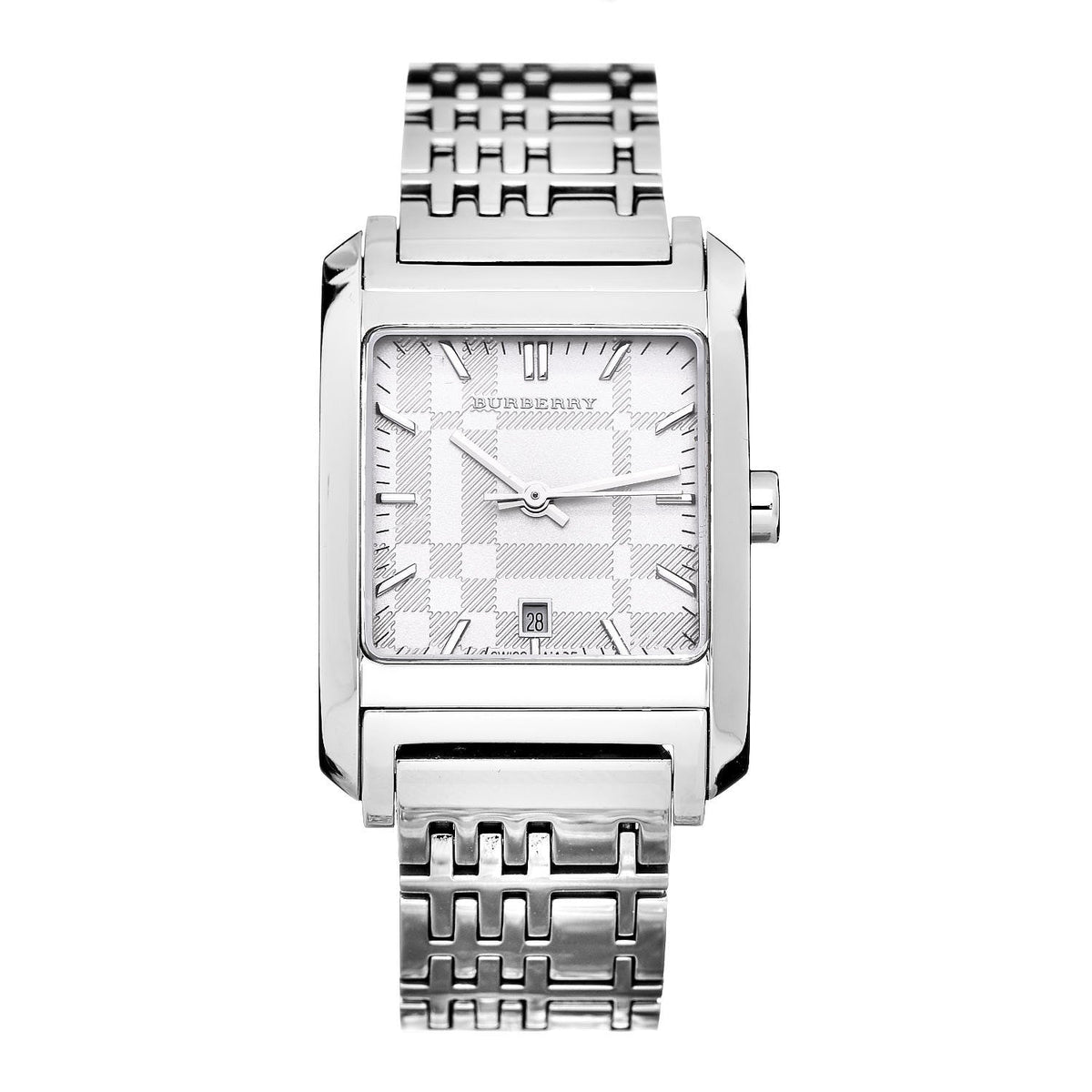  Shop Authentic Burberry Nova Check Square White Dial Silver Steel Strap Watch for Women - BU1572 - Luxxuri