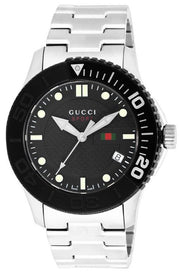  Shop Authentic Gucci G Timeless Black Dial Silver Steel Strap Watch For Men - YA126249 - Luxxuri