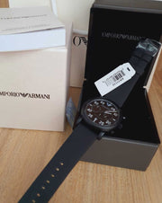  Shop Authentic Emporio Armani Luigi Chronograph Black Dial Black Leather Strap Watch For Men - AR11133 - Luxxuri
