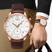  Shop Authentic Tissot T Classic Tradition Chronograph White Dial Brown Leather Strap Watch For Men - T063.617.36.037.00 - Luxxuri