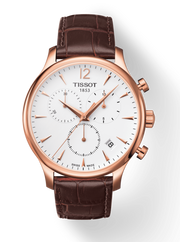  Shop Authentic Tissot T Classic Tradition Chronograph White Dial Brown Leather Strap Watch For Men - T063.617.36.037.00 - Luxxuri