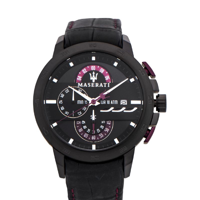  Shop Authentic Maserati Ingegno Chronograph Black Dial Black Leather Strap Watch For Men - R8871619003 - Luxxuri