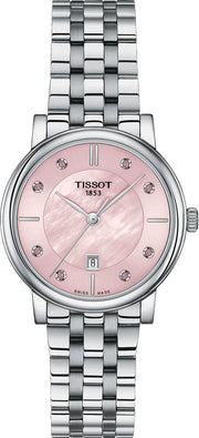  Shop Authentic Tissot T Classic Carson Premium Lady Mother of Pearl Pink Dial Silver Steel Strap Watch For Women - T122.210.11.159.00 - Luxxuri
