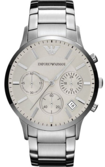  Shop Authentic Emporio Armani Renato Chronograph Cream Dial Silver Steel Strap Watch For Men - AR2458 - Luxxuri