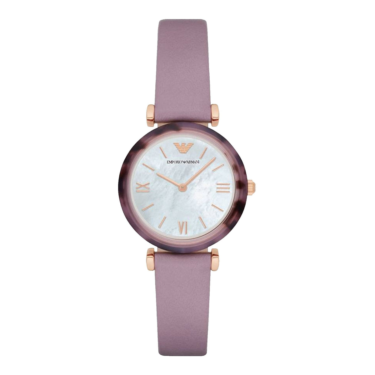  Shop Authentic Emporio Armani Gianni Mother of Pearl Dial Purple Leather Strap Watch For Women - AR11003 - Luxxuri