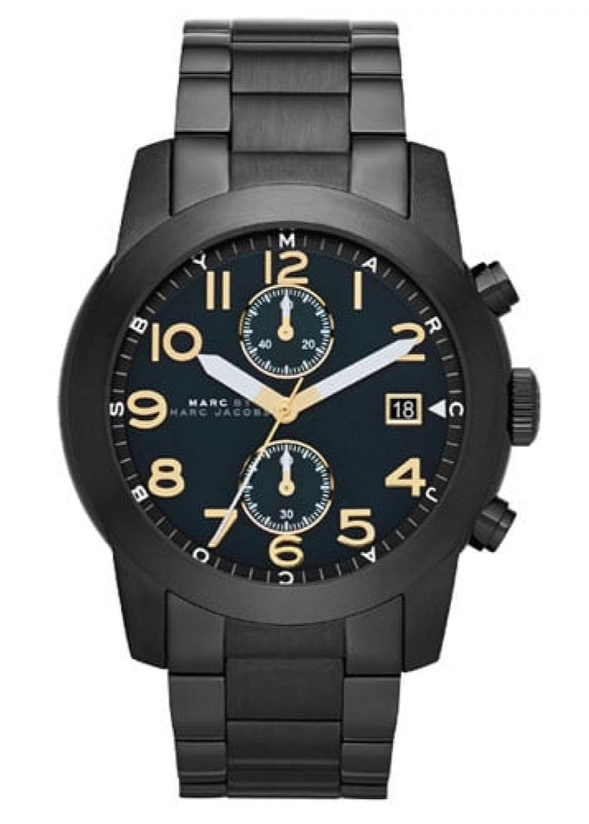  Shop Authentic Marc Jacobs Larry Chronograph Black Dial Black Steel Strap Watch for Men - MBM8606 - Luxxuri