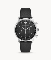  Shop Authentic Emporio Armani Aviator Chronograph Black Dial Black Leather Strap Watch For Men - AR11143 - Luxxuri