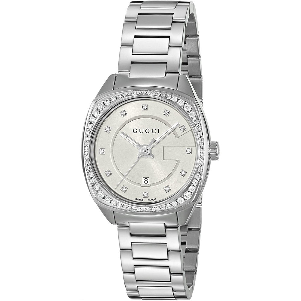  Shop Authentic Gucci GG2570 Diamonds Silver Dial Silver Steel Strap Watch For Women - YA142505 - Luxxuri
