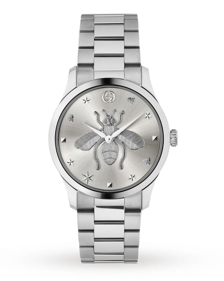  Shop Authentic Gucci G Timeless Silver Dial Silver Steel Strap Watch For Women - YA1264126 - Luxxuri