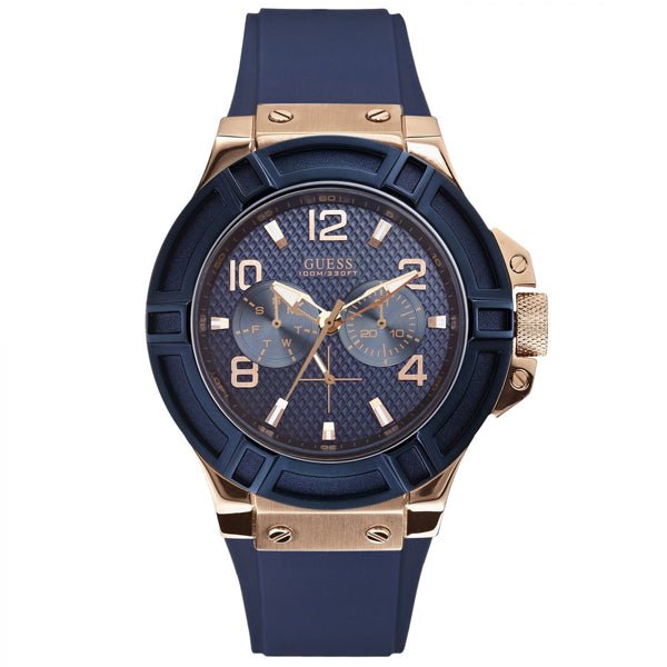  Shop Authentic Guess Rigor Blue Dial Blue Silicone Strap Watch For Men - W0247G3 - Luxxuri