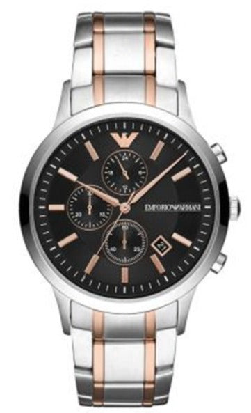  Shop Authentic Emporio Armani Renato Chronograph Black Dial Two Tone Steel Strap Watch For Men - AR11165 - Luxxuri