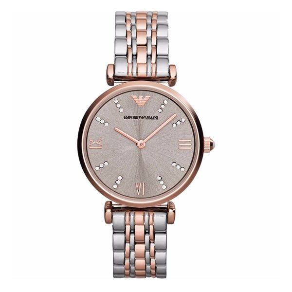  Shop Authentic Emporio Armani Gianni T Bar Grey Dial Two Tone Steel Strap Watch For Women - AR1840 - Luxxuri