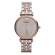  Shop Authentic Emporio Armani Gianni T Bar Grey Dial Two Tone Steel Strap Watch For Women - AR1840 - Luxxuri