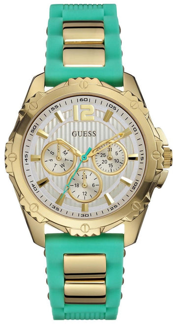  Shop Authentic Guess Intrepid 2 Silver Dial Two Tone Rubber Strap Watch For Women - W0325L4 - Luxxuri