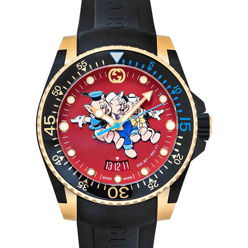  Shop Authentic Gucci Dive Quartz Red Dial Black Rubber Strap Watch For Men - YA136325 - Luxxuri