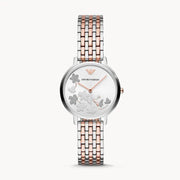  Shop Authentic Emporio Armani Silver Sunray Dial Two Tone Steel Strap Watch For Women - AR11113 - Luxxuri