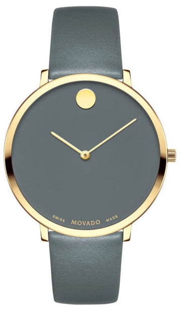  Shop Authentic Movado 70th Anniversary Special Edition Grey Dial Grey Leather Strap Watch For Women - 0607140 - Luxxuri
