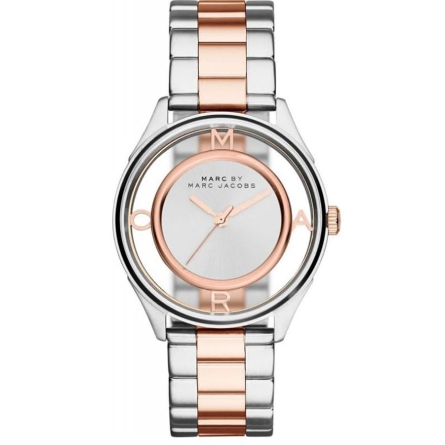  Shop Authentic Marc Jacobs Tether Transparent White Dial Two Tone Steel Strap Watch for Women - MBM3436 - Luxxuri