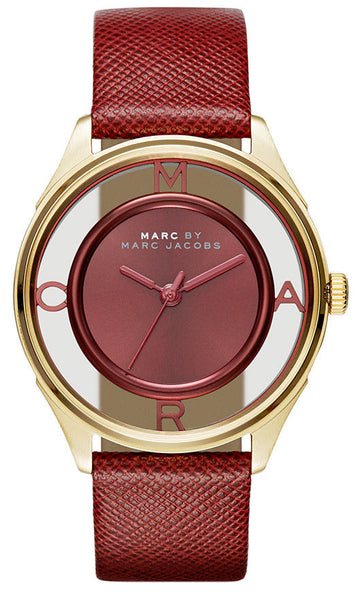  Shop Authentic Marc Jacobs Tether Transparent Red Dial Red Leather Strap Watch for Women - MBM1377 - Luxxuri