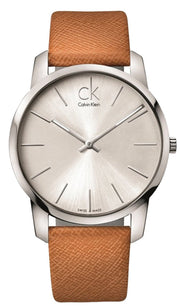  Shop Authentic Calvin Klein City Quartz White Dial Light Brown Leather Strap Watch For Men - K2G21138 - Luxxuri