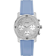  Shop Authentic Guess Confetti Crystal Silver Dial Blue Rubber Strap Watch For Women - W1098L3 - Luxxuri
