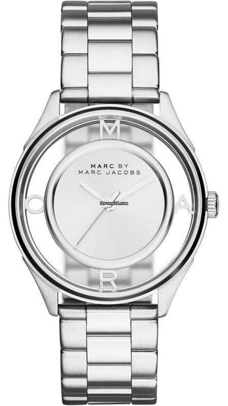  Shop Authentic Marc Jacobs Tether Transparent Silver Dial Silver Steel Strap Watch for Women - MBM3412 - Luxxuri