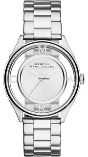  Shop Authentic Marc Jacobs Tether Transparent Silver Dial Silver Steel Strap Watch for Women - MBM3412 - Luxxuri